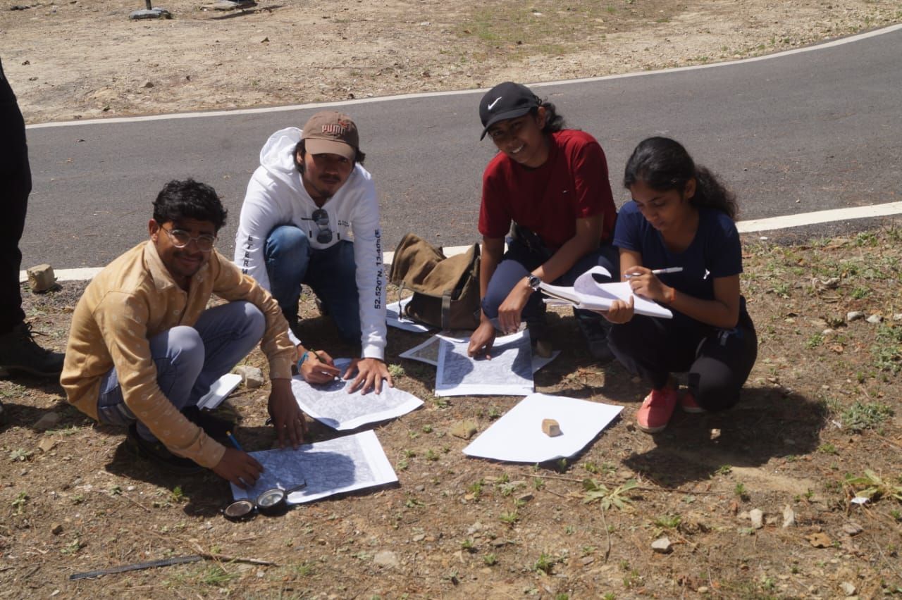 Students mapping in the field in Almora