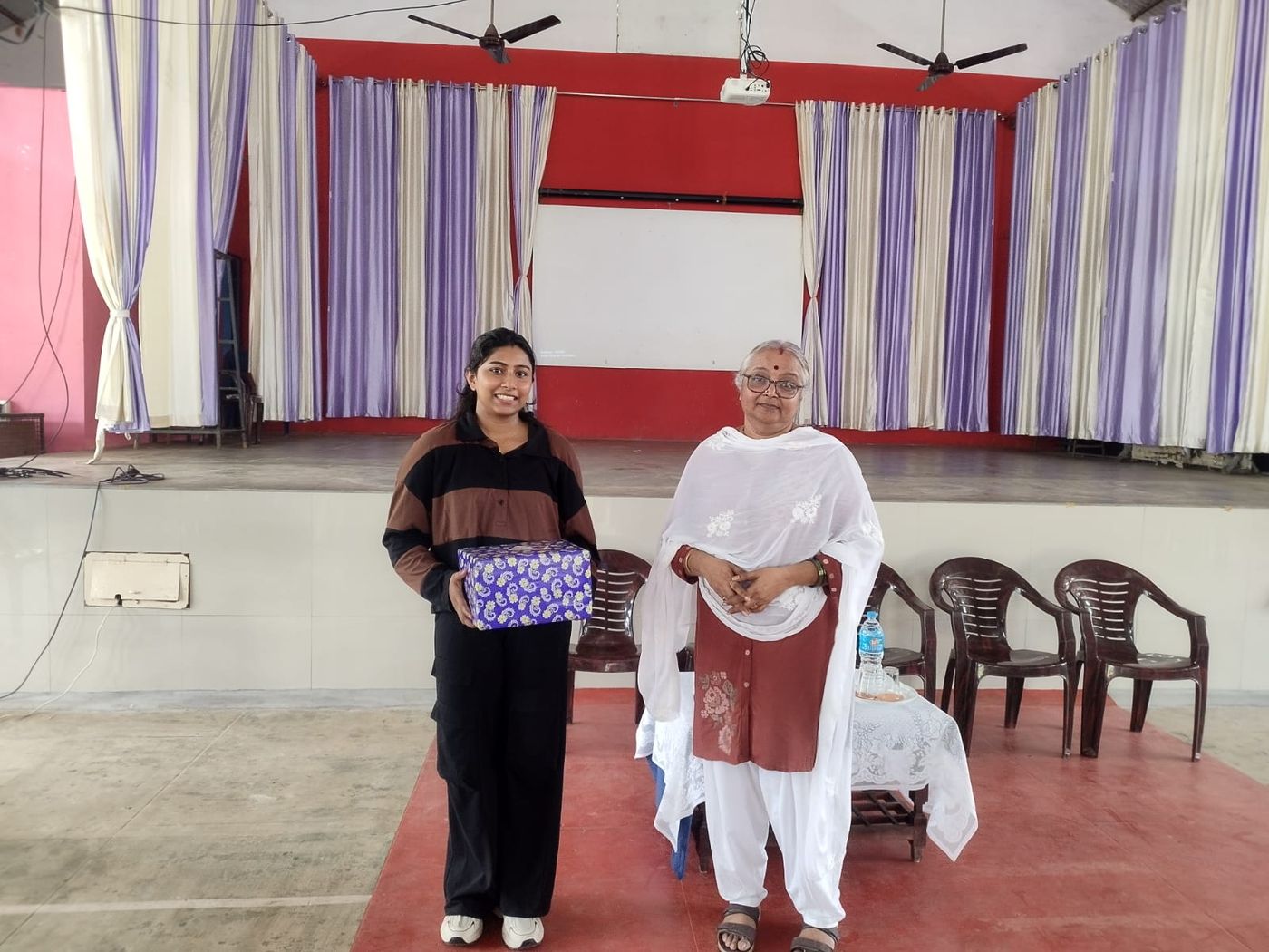 Gouri being thanked after the talk